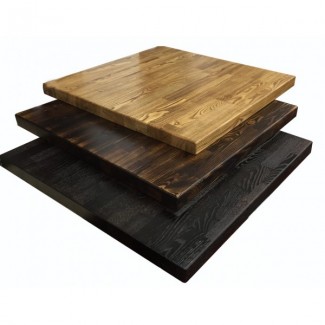 Industrial Look Flamed Wood Table Tops for Commercial Use